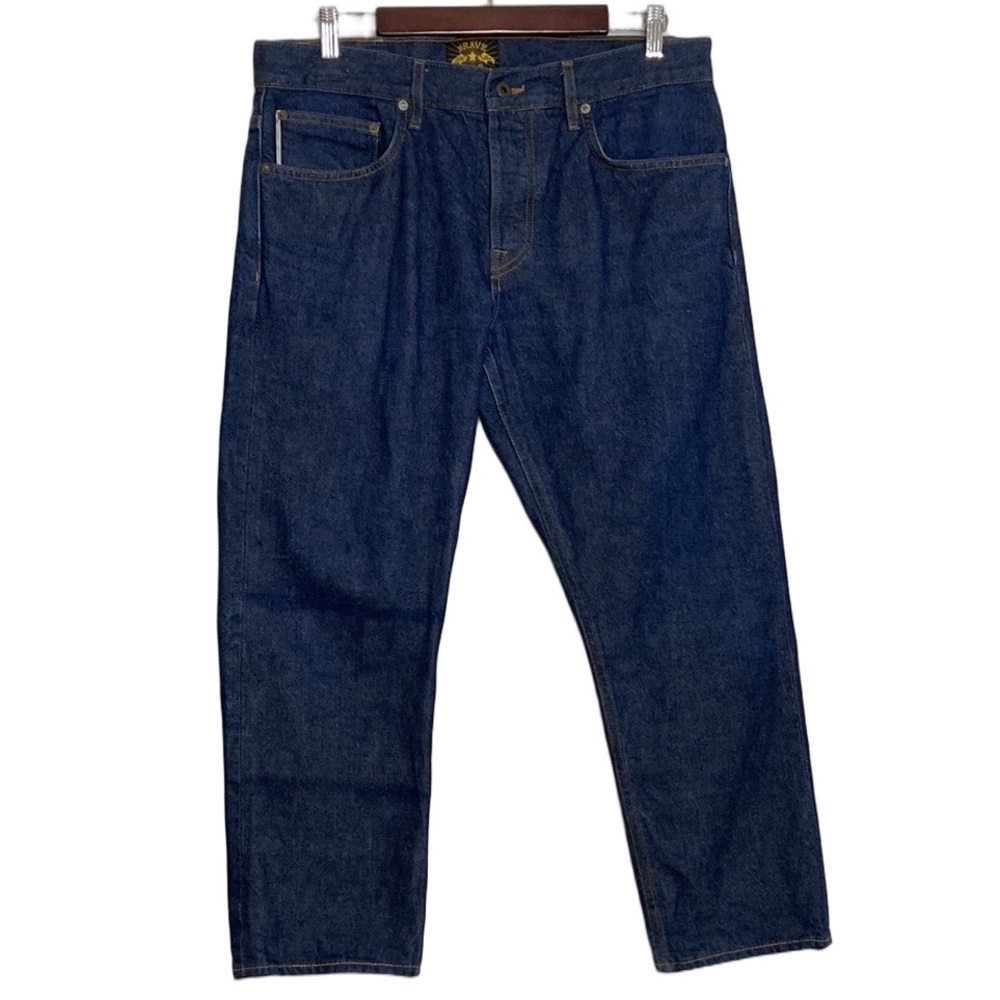 Brave Star Selvage Jeans Mens 35 x 26 Dark Blue Slim Straight Made in USA